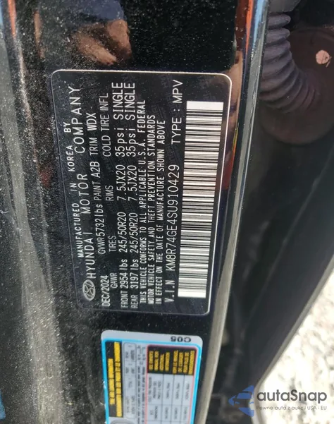 2025 Hyundai Palisade Calligraphy from USA, damaged, VIN KM8R74GE4SU910429